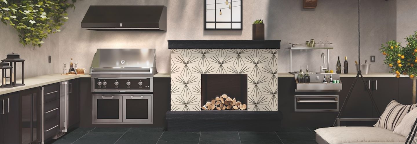 Outdoor kitchen with Crossville Studios tiles