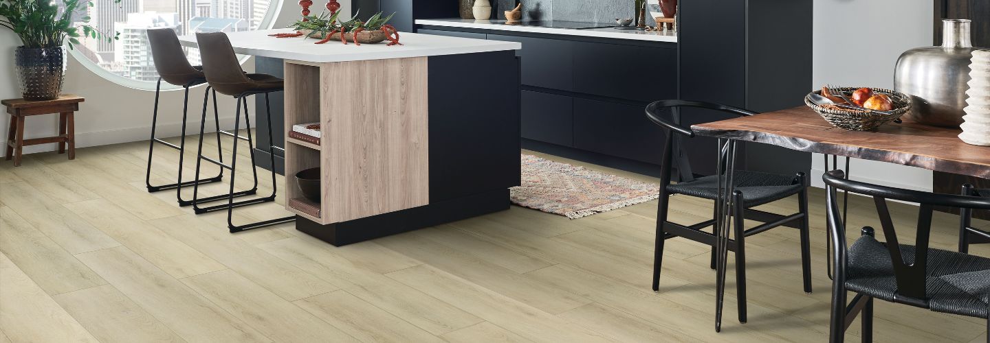 Kitchen with High-density polymer core (HDPC®) flooring.